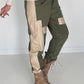 Sweathose im Materialmix - oliv-beige