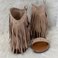 Boho Sandals with Fringes - beige