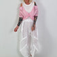Ribbed Top with Blouse Layering - white-pink