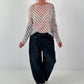 Mesh Shirt mit Punkten - creme