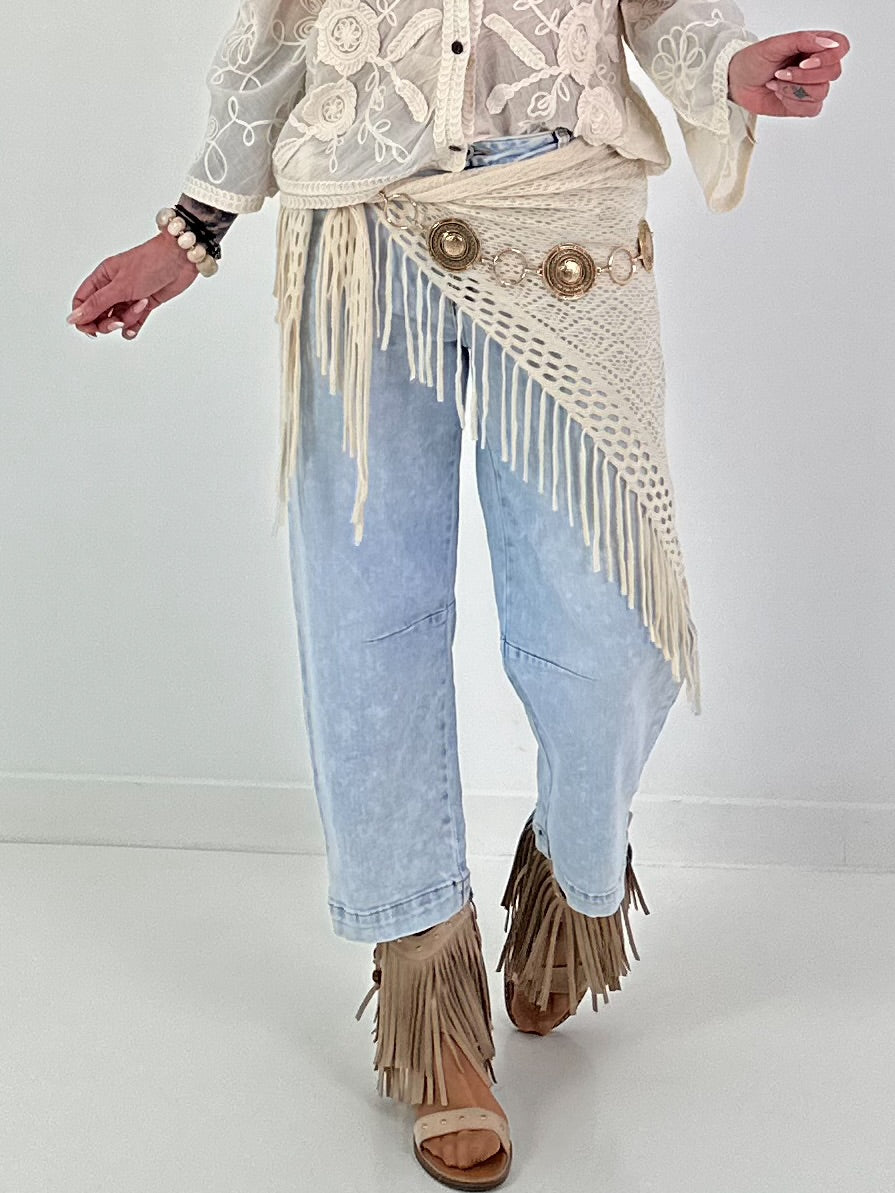 Jeans with soft crochet bolero - denim