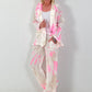 Leichter Leinen Blazer mit Batik Muster - weiss-neonpink-beige