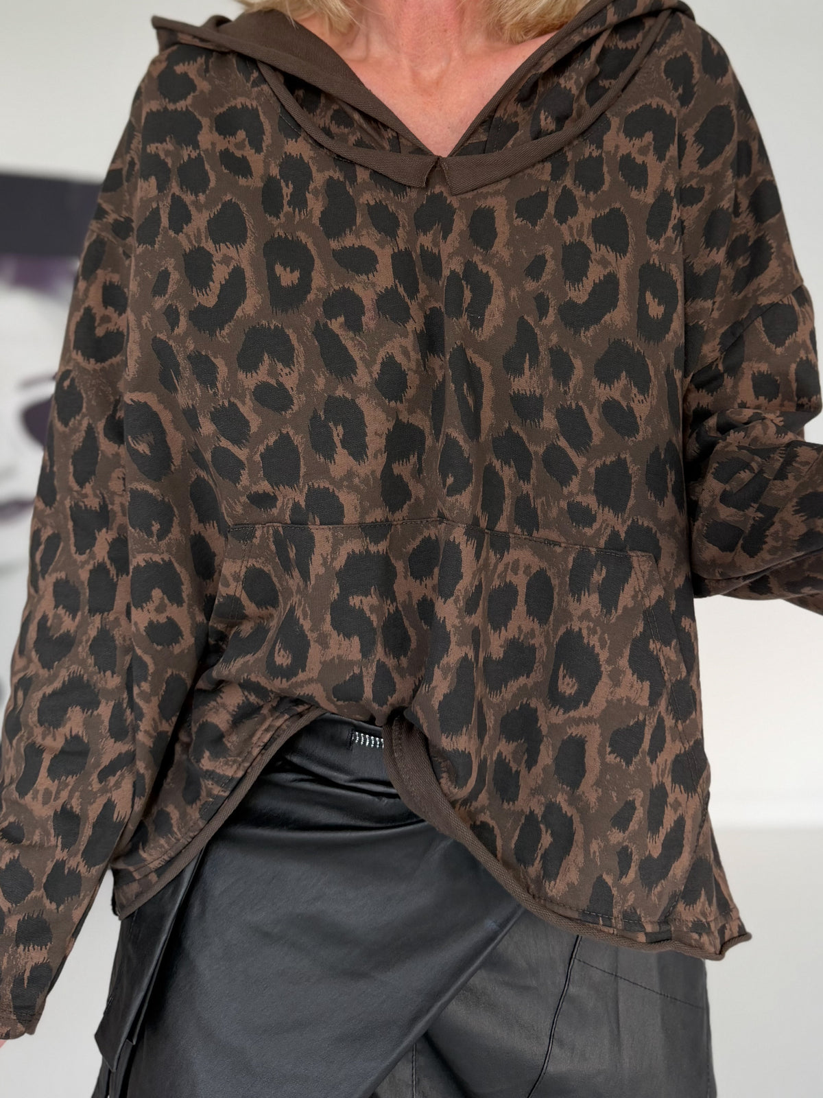 Hoodie met all-over luipaardprint - mokka-luipaard-multicolor