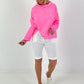 Blouse-style shirt with round neck - neon pink