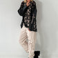 Stylisches oversized Spitzenshirt mit Details Kreuz - schwarz