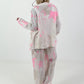 Leichter Leinen Blazer mit Batik Muster - weiss-neonpink-beige