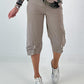 Hose mit Druckknöpfen Details - taupe