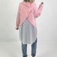 Long Hoodie mit Plissee-Einsatz - rosa