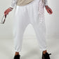 Baggy Hose mit dekorativem Tuch - weiss