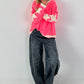 Sweatshirt with trendy star elements - neon pink