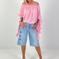 Tunic with side ruffles - pink