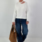 Knit sweater with cut-out - white