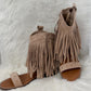 Boho Sandals with Fringes - beige