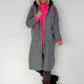 Mantel in Teddy-Curl-Optik und Neon-Akzenten - grau