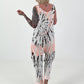 Tie-Dye Jumpsuit with Patch Cut-Out Pockets - white-neon orange-dark brown