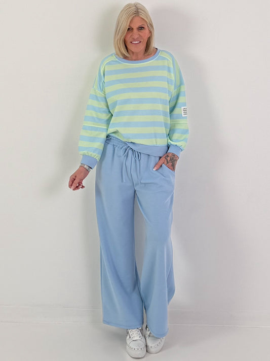 Zweiteiler mit Streifen - lindgrün-hellblau