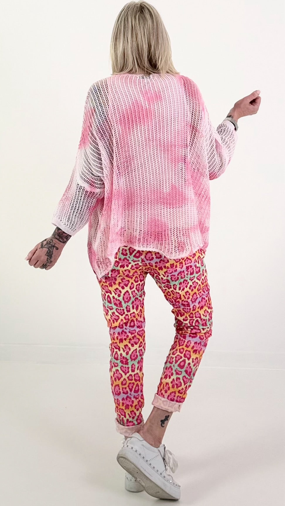 Batik Häkelpullover - pink