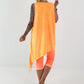 Asymmetrisches Long Top mit Ösen und Jeansdetail - neonorange