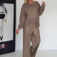 Sweater mit Lederoptik-Elementen - taupe