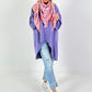 XL Musselin Tuch mit Leo Muster - weiss-neonorange-flieder