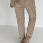 Hose in Knit-Look mit elastischem Bund - beige