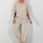 Leinen Shirt mit kurzen Ärmeln - beige