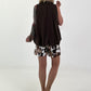 Ballon Blusen Top mit V-Neck - schoko