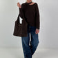 Knitted Cut-Out Sweater - mocha