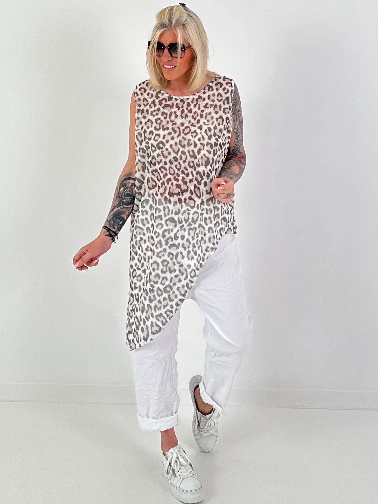 Net top Leo asymmetric - beige
