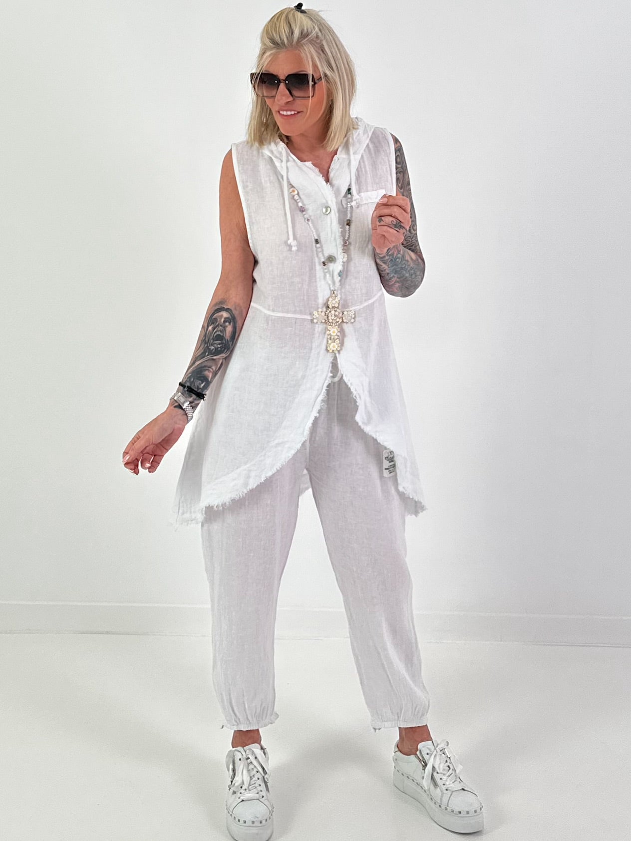 Linen two-piece set - white
