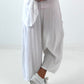 Balloon Linen Trousers with Fringe Details - taupe