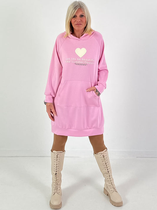 Long Hoodie/Kleid Modell "Let Life be beautiful" - rosa