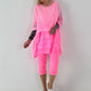 Tunika im Layer-Look - neonpink