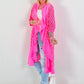 Lace coat in a material mix - neon pink
