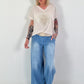 T-Shirt with Rhinestone Heart - beige