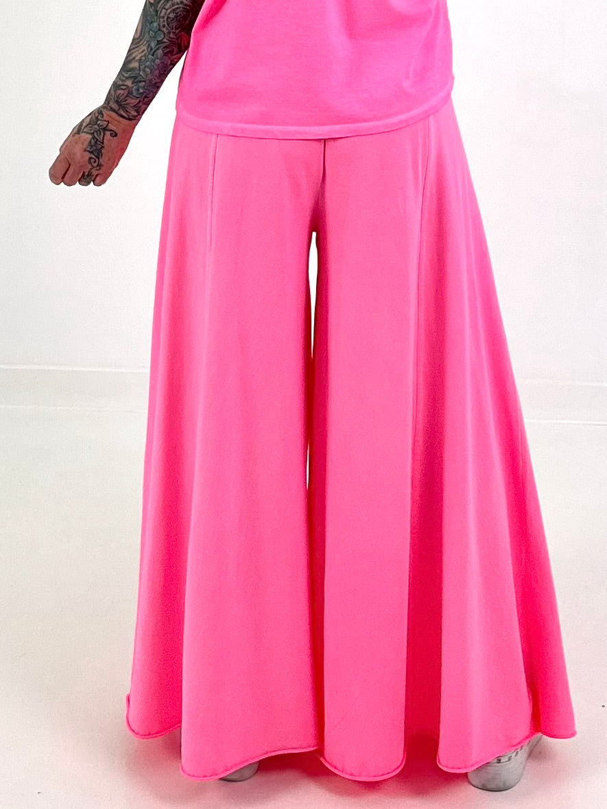 Sweat Palazzo Pants - neon pink