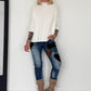 Strickpullover mit Turtleneck - ecru
