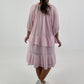 Kleid mit Unterziehtop und Volants - rosa