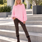Oversized Pullover mit Grobstrickärmeln - rosa