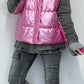 denim jacket with quilted vest - candy