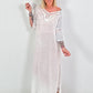 Ibiza dress with crochet inserts - white