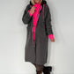 Coat in teddy curl look with neon accents - anthracite