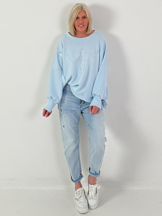 Sweater with lettering - light blue