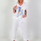 T-shirt with shoe print and glitter details - white-light blue