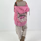 Stylische Sweatshirt Jacke mit großem Rückenpatch Dollar- rosa