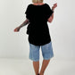 Blouse shirt with side tie knot - black