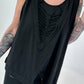 Top with cut-out and asymmetrical hem - black