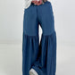 Wide Ruffle Jeans - Dark Blue