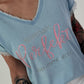 T-Shirt with Statement Print - light blue