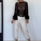 Mesh Shirt mit Punkten und Volantärmeln - schwarz